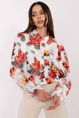 Elegant Floral Women's Shirt for Work & Special Occasions - grey / L/XL