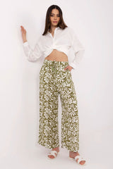 Elegant Floral Women's Shirt with Puffy Sleeves for Work - green / L