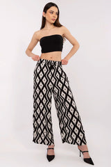 Eco-Friendly Women's Casual Wide-Leg Pants with Print - black / s