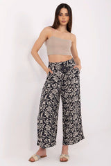 Eco-Friendly Women's Casual Trousers with Wide Legs - navy blue / M