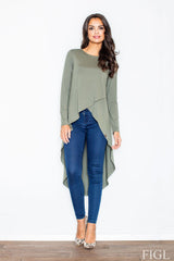 Asymmetrical Elegant Tunic for Everyday Wear - green / M