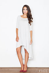 Elegant Casual Loose-Fit Top with Asymmetrical Hem - grey / S