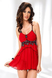 Romantic Mesh Chemise & Thong Set with Floral Embroidery
