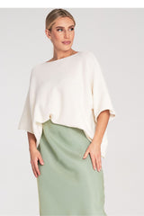 Bat style blouse model 217076 Figl - beige / one-size-fits-all
