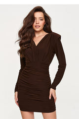 Short dress model 232059 Makadamia - brown / s