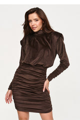 Short dress model 232512 Makadamia - brown / s