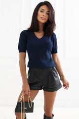 Short sleeve sweater model 232575 Factory Price - navy blue / one-size-fits-all