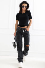 Short sleeve sweater model 232576 Factory Price - black / one-size-fits-all