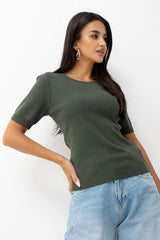 Short sleeve sweater model 232581 Factory Price - green / one-size-fits-all