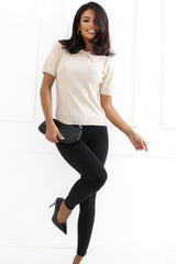 Short sleeve sweater model 232584 Factory Price - beige / one-size-fits-all