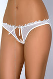 Tempting Deep Cut-Out Tulle Mesh Open Panty with Frills