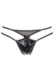Dazzling Noir Thong with Glittering Fabric and Bows