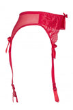 Chic Noir Garter Belt with Lace and Satin Bows