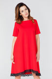 Girly Lace Trim Trapeze Dress with Pockets