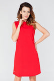 Elegant Knitted Dress with Teardrop Back and Bow Detail