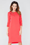 Knitted Sweatshirt Dress with Bow Tie Neckline and Long Sleeves