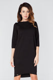 Elegant Knitted Dress with Pockets and Raw Hem Detail