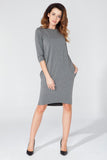 Elegant Tuba Cut Knitted Dress with Pockets and 3/4 Sleeves