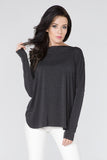 Versatile Knit Blouse with Raw Edges and Reversible Design