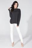 Versatile Knit Blouse with Raw Edges and Reversible Design