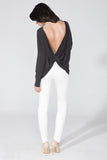 Versatile Knit Blouse with Raw Edges and Reversible Design
