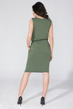 Knit Dress with Concealing Cut and Seam Pockets