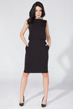 Knit Dress with Concealing Cut and Seam Pockets