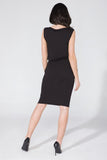 Knit Dress with Concealing Cut and Seam Pockets