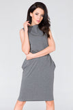 Knit Dress with Concealing Cut and Seam Pockets