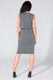 Knit Dress with Concealing Cut and Seam Pockets