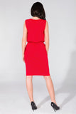 Knit Dress with Concealing Cut and Seam Pockets