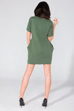 Wide Cut Dress with Hip Pockets and Raw Edges