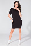 Wide Cut Dress with Pockets and Raw Edge Details