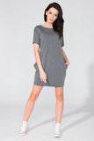 Wide Cut Dress with Hip Pockets and Raw Edges