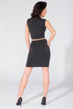 High-Waisted Soft Knit Pencil Skirt with Raw Hem