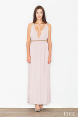 Elegant Airy Knit Dress with Gold Back Lacing - pink / L
