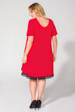 Girly Lace Trim Trapeze Dress with Pockets