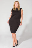 Knit Dress with Concealing Cut and Seam Pockets