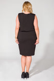 Knit Dress with Concealing Cut and Seam Pockets