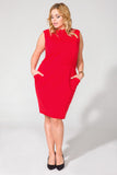 Knit Dress with Concealing Cut and Seam Pockets