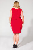 Knit Dress with Concealing Cut and Seam Pockets