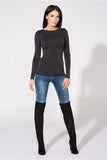 Elegant Raw Hem Knit Blouse with Unique Back Detail