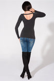 Elegant Raw Hem Knit Blouse with Unique Back Detail