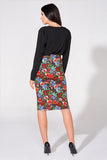 Floral Elegant Pencil Skirt with Decorative Zipper and Slit