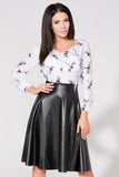 Elegant Eco-Leather Skirt with Waist Belt and Zip Detail