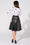 Elegant Eco-Leather Skirt with Waist Belt and Zip Detail