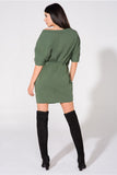 Loose-Fitting Knitted Dress with Front Pockets and Boat Neck