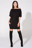 Loose-Fitting Knitted Dress with Front Pockets