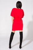 Loose-Fitting Knitted Dress with Front Pockets and Boat Neck