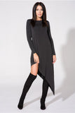 Asymmetrical Knitwear Dress with Raw Edges